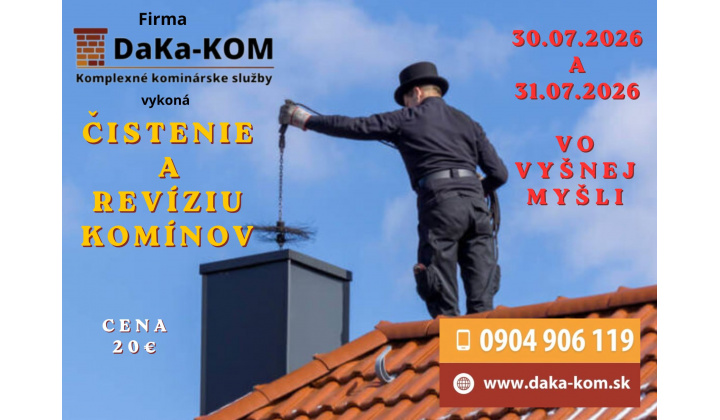 Fotka pre článok ČISTENIE A KONTROLA KOMÍNOV