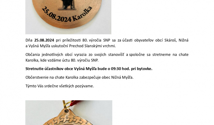 Aktuality / Pozvánka na pochod na chatu KAROLKA dňa 25.08.2024 - foto