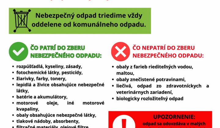 Aktuality / ZBER NEBEZPEČNÉHO ODPADU Z DOMÁCNOSTÍ - 8.12.2025 ( pondelok ) - foto