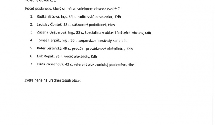 Aktuality / ZOZNAMY zaregistrovaných kandidátov pre voľby do orgánov samosprávy obcí 24. októbra 2026 - foto