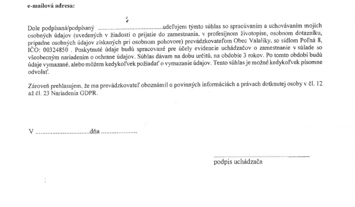 Aktuality / OZNÁMENIE O VOĽNOM PRACOVNOM MIESTE  - foto