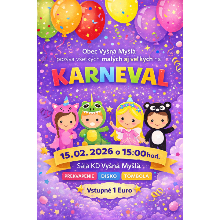 Menšia fotka pre článok KARNEVAL 2026 VO VYŠNEJ MYŠLI