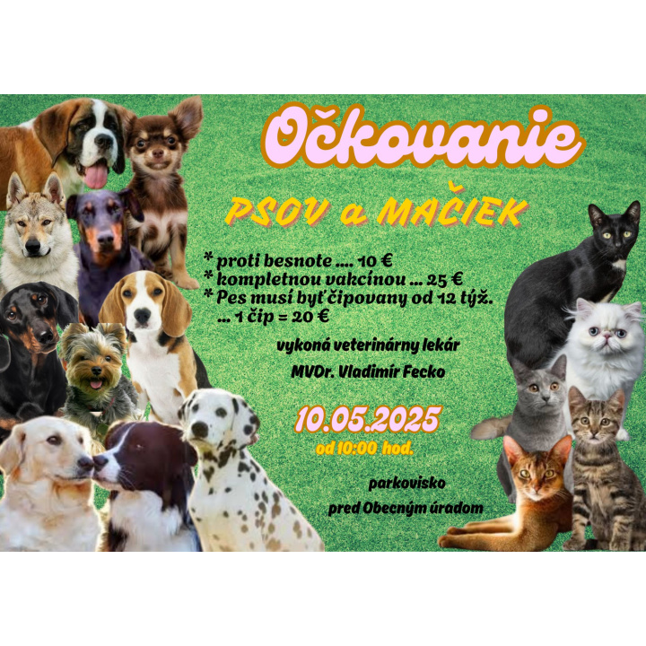 Menšia fotka pre článok Očkovanie psíkov a mačičiek