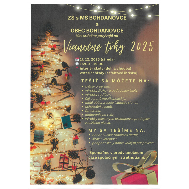 Menšia fotka pre článok POZVÁNKA DO BOHDANOVIEC NA VIANOČNÉ TRHY - 17.12.2025