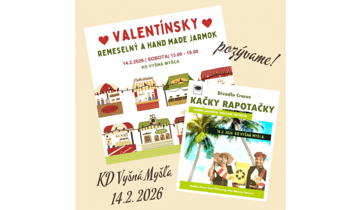 Fotka pre článok POZVÁNKA NA VALENTÍNSKY REMESELNÝ TRH 2026    A  '' KAČKY RAPOTAČKY ''