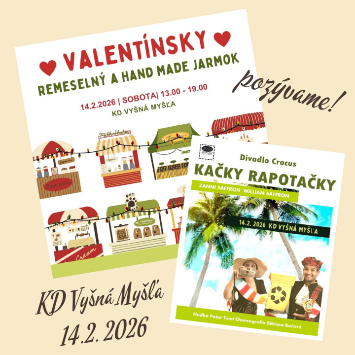 Menšia fotka pre článok POZVÁNKA NA VALENTÍNSKY REMESELNÝ TRH 2026    A  '' KAČKY RAPOTAČKY ''