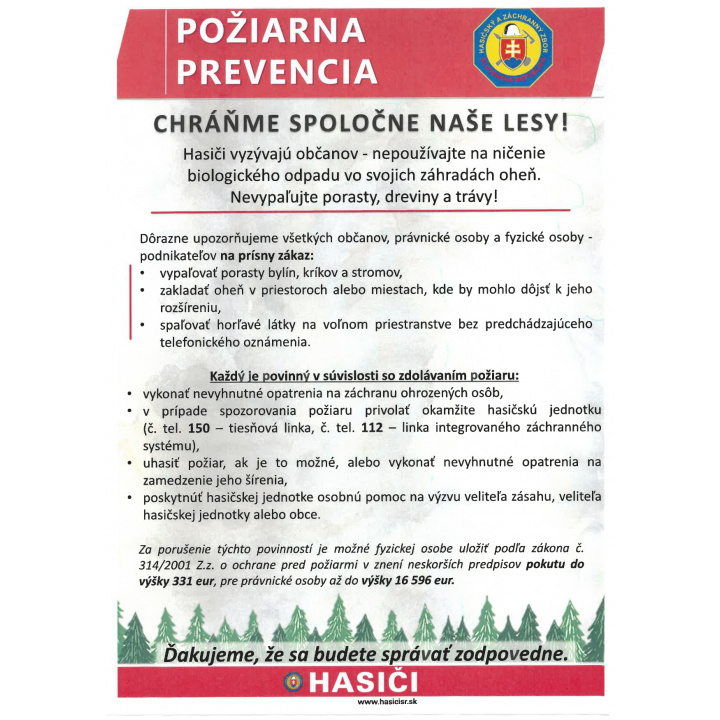 Menšia fotka pre článok VYHLÁSENIE ČASU ZVÝŠENÉHO NEBEZPEČENSTVA VZNIKU POŽIARU